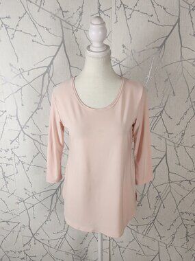 Sympli Blush Pink Stretch Knit Round Neck 3/4 Sleeve Top